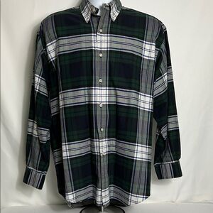 Ralph Lauren Men’s Medium Big Shirt Navy Green Plaid Long Sleeve Shirt